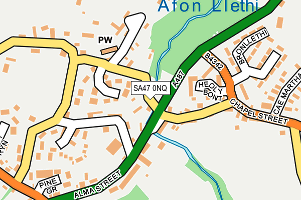 SA47 0NQ map - OS OpenMap – Local (Ordnance Survey)
