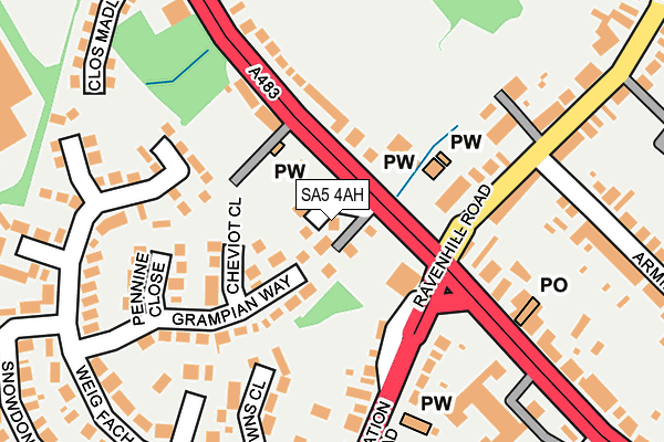 SA5 4AH map - OS OpenMap – Local (Ordnance Survey)