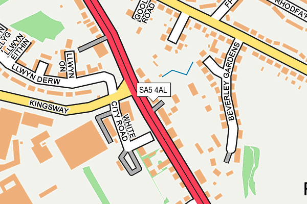 SA5 4AL map - OS OpenMap – Local (Ordnance Survey)