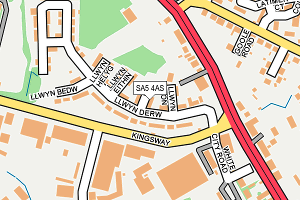 SA5 4AS map - OS OpenMap – Local (Ordnance Survey)