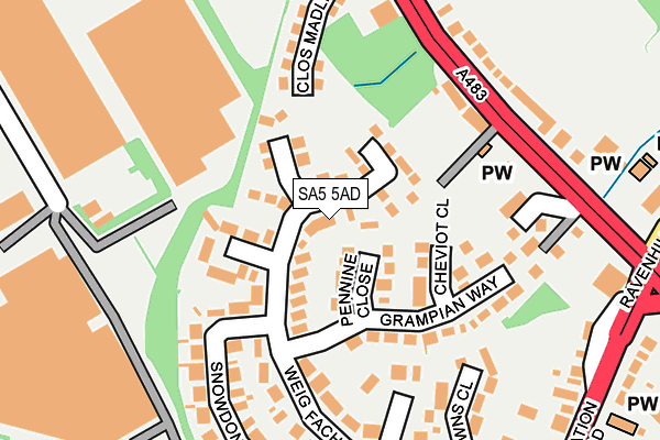 SA5 5AD map - OS OpenMap – Local (Ordnance Survey)