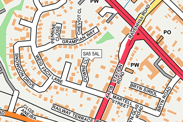 SA5 5AL map - OS OpenMap – Local (Ordnance Survey)