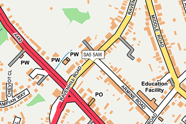 SA5 5AW map - OS OpenMap – Local (Ordnance Survey)