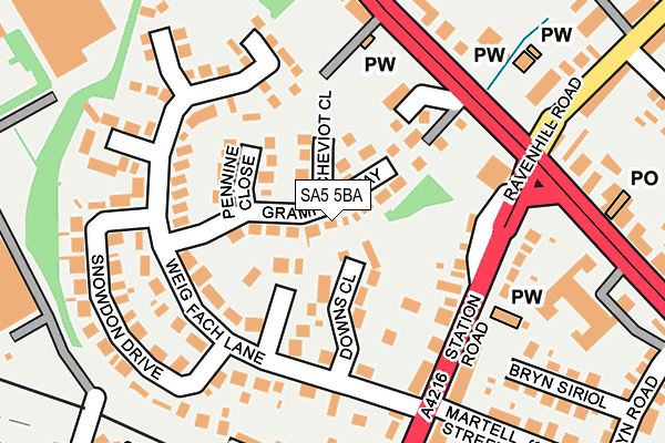 SA5 5BA map - OS OpenMap – Local (Ordnance Survey)