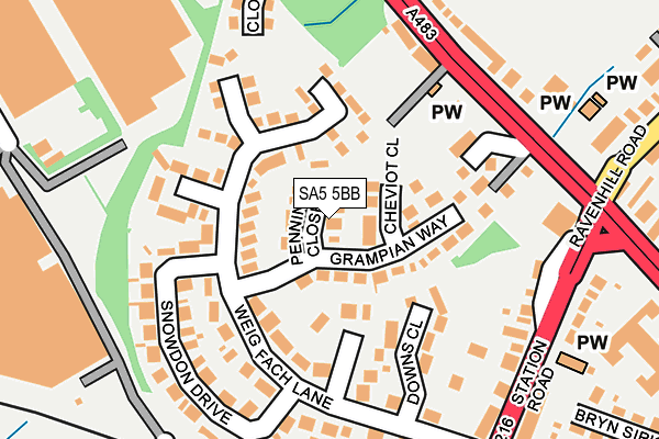 SA5 5BB map - OS OpenMap – Local (Ordnance Survey)