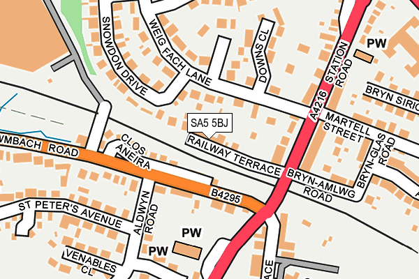 SA5 5BJ map - OS OpenMap – Local (Ordnance Survey)