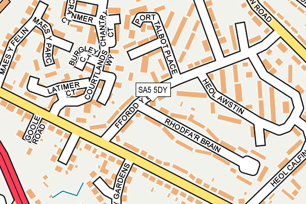 SA5 5DY map - OS OpenMap – Local (Ordnance Survey)