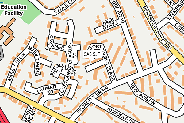 SA5 5JF map - OS OpenMap – Local (Ordnance Survey)