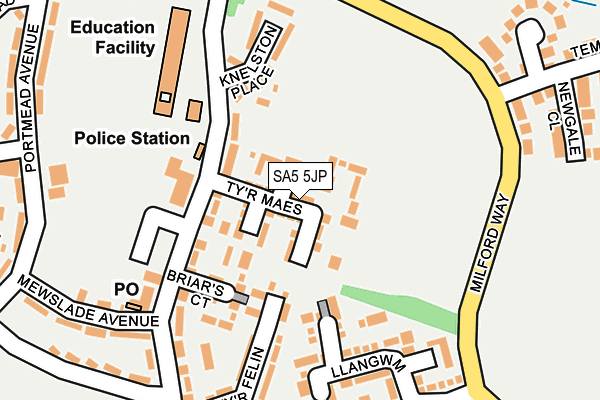 SA5 5JP map - OS OpenMap – Local (Ordnance Survey)
