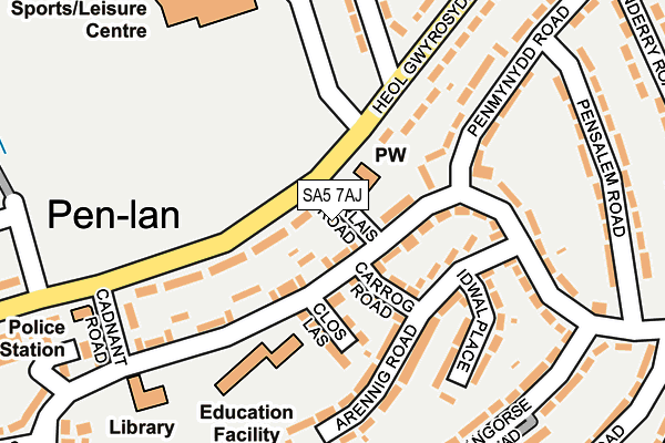 SA5 7AJ map - OS OpenMap – Local (Ordnance Survey)