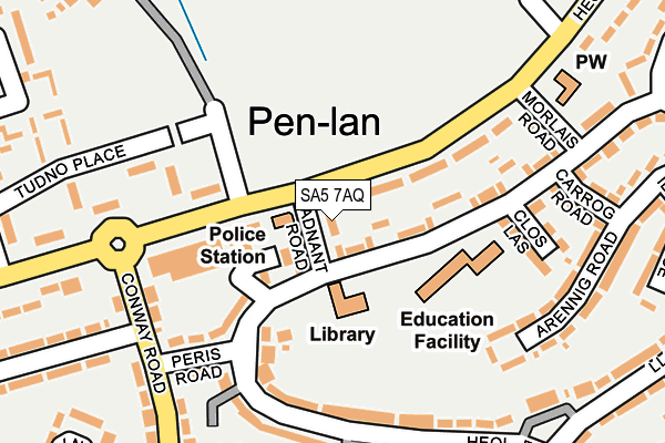 SA5 7AQ map - OS OpenMap – Local (Ordnance Survey)