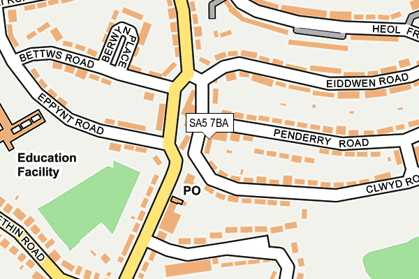SA5 7BA map - OS OpenMap – Local (Ordnance Survey)