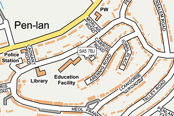 SA5 7BJ map - OS OpenMap – Local (Ordnance Survey)