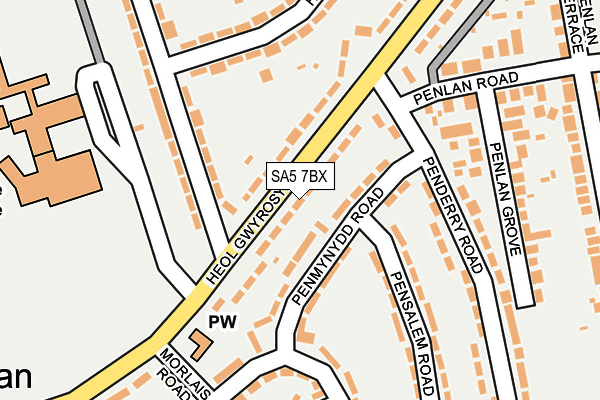SA5 7BX map - OS OpenMap – Local (Ordnance Survey)