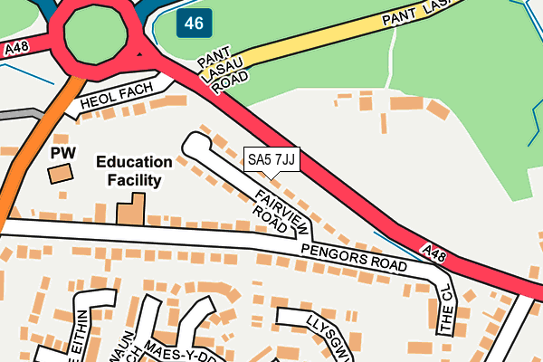 SA5 7JJ map - OS OpenMap – Local (Ordnance Survey)