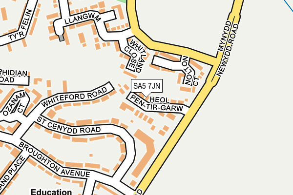 SA5 7JN map - OS OpenMap – Local (Ordnance Survey)