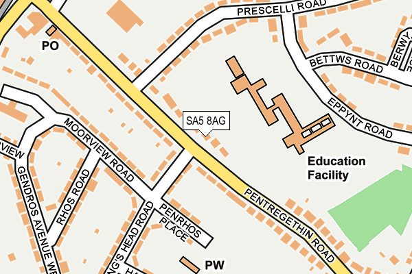 SA5 8AG map - OS OpenMap – Local (Ordnance Survey)