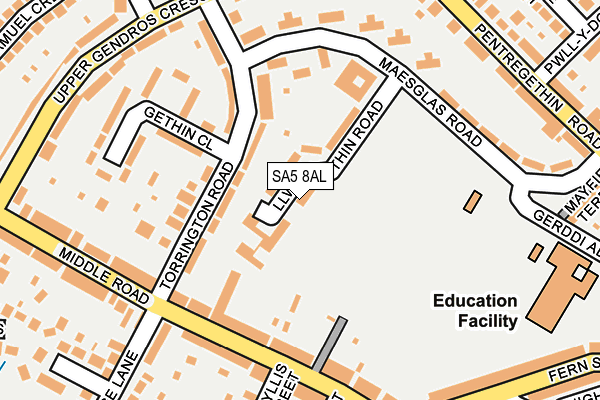 SA5 8AL map - OS OpenMap – Local (Ordnance Survey)