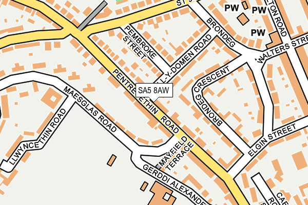 SA5 8AW map - OS OpenMap – Local (Ordnance Survey)