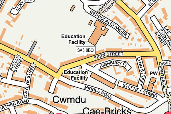 SA5 8BQ map - OS OpenMap – Local (Ordnance Survey)