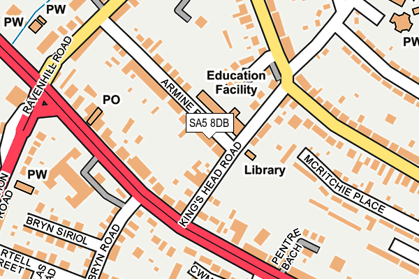 SA5 8DB map - OS OpenMap – Local (Ordnance Survey)