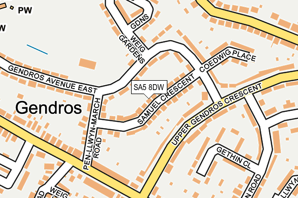 SA5 8DW map - OS OpenMap – Local (Ordnance Survey)