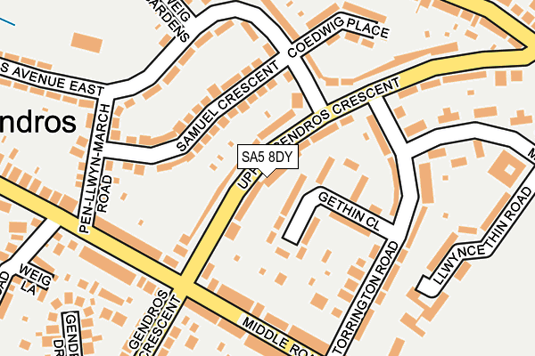 SA5 8DY map - OS OpenMap – Local (Ordnance Survey)