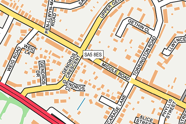 SA5 8ES map - OS OpenMap – Local (Ordnance Survey)
