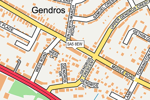 SA5 8EW map - OS OpenMap – Local (Ordnance Survey)