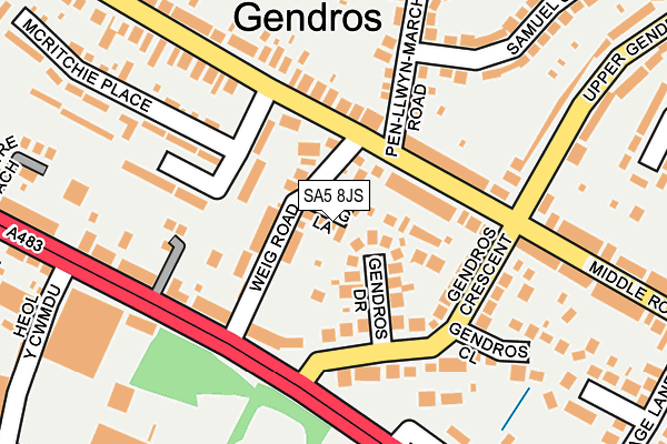 SA5 8JS map - OS OpenMap – Local (Ordnance Survey)