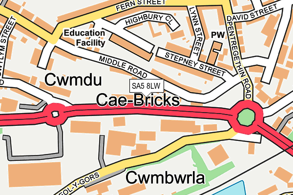 SA5 8LW map - OS OpenMap – Local (Ordnance Survey)