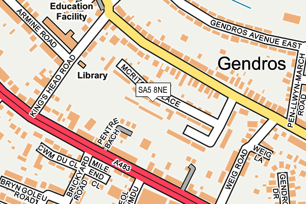 SA5 8NE map - OS OpenMap – Local (Ordnance Survey)