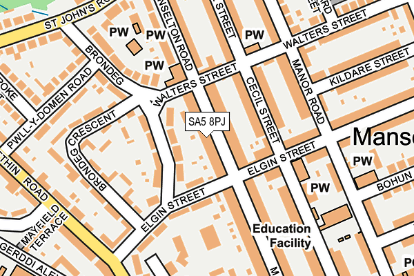 SA5 8PJ map - OS OpenMap – Local (Ordnance Survey)