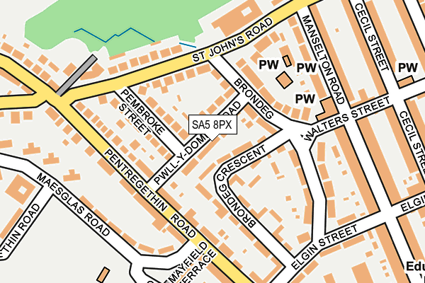 SA5 8PX map - OS OpenMap – Local (Ordnance Survey)