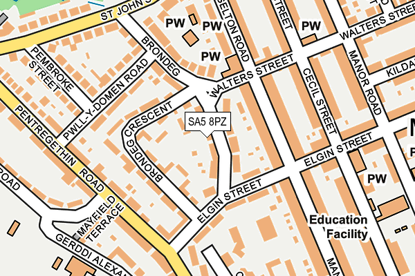 SA5 8PZ map - OS OpenMap – Local (Ordnance Survey)