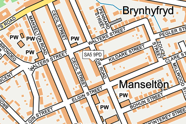 SA5 9PD map - OS OpenMap – Local (Ordnance Survey)