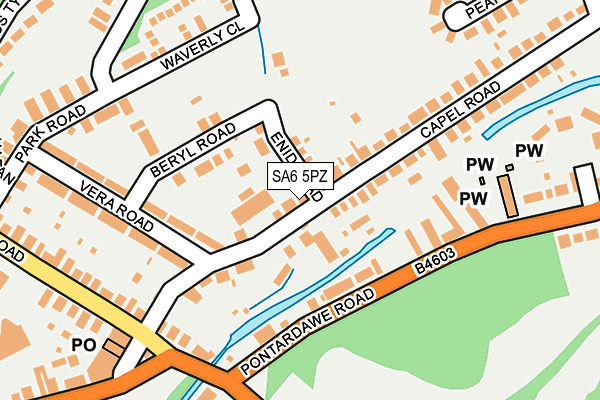SA6 5PZ map - OS OpenMap – Local (Ordnance Survey)