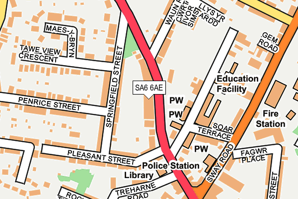 SA6 6AE map - OS OpenMap – Local (Ordnance Survey)