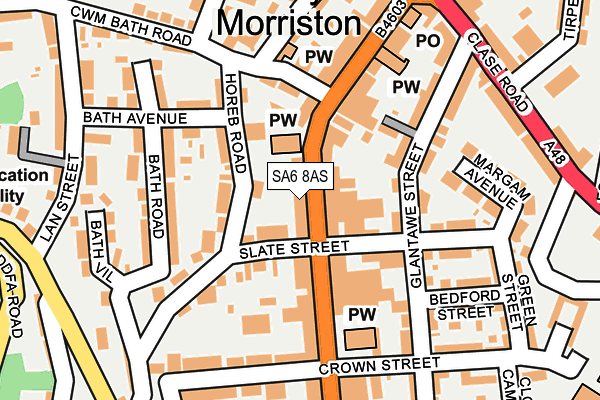 SA6 8AS map - OS OpenMap – Local (Ordnance Survey)