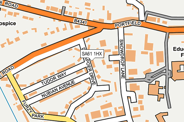 SA61 1HX map - OS OpenMap – Local (Ordnance Survey)