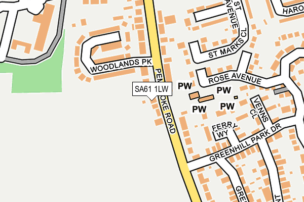 SA61 1LW map - OS OpenMap – Local (Ordnance Survey)