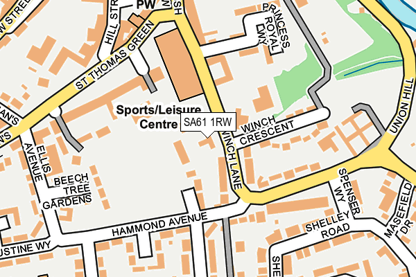 SA61 1RW map - OS OpenMap – Local (Ordnance Survey)