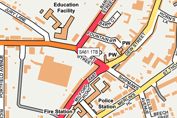 SA61 1TB map - OS OpenMap – Local (Ordnance Survey)