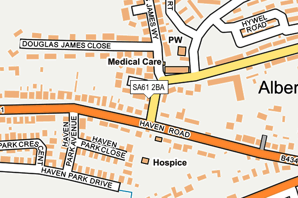SA61 2BA map - OS OpenMap – Local (Ordnance Survey)