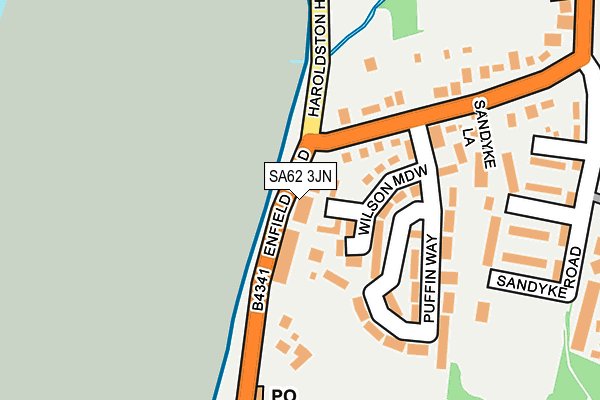 SA62 3JN map - OS OpenMap – Local (Ordnance Survey)