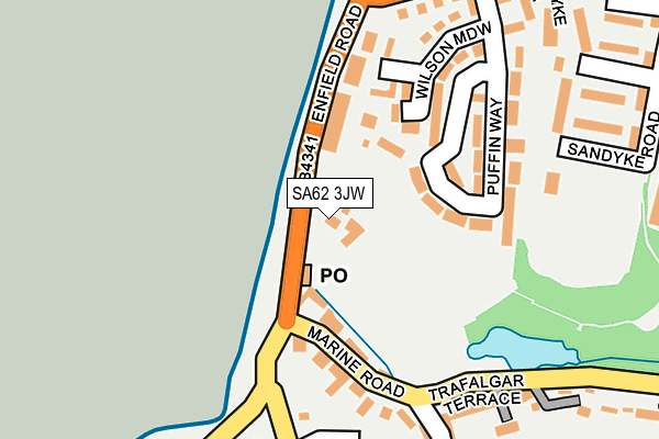 SA62 3JW map - OS OpenMap – Local (Ordnance Survey)