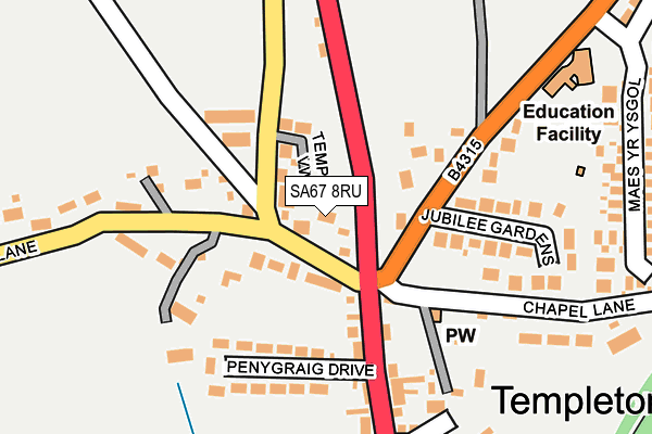 SA67 8RU map - OS OpenMap – Local (Ordnance Survey)