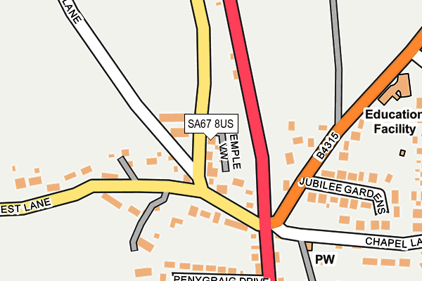 SA67 8US map - OS OpenMap – Local (Ordnance Survey)