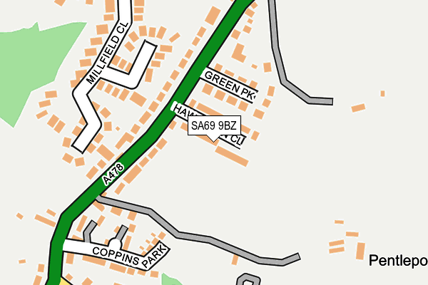 SA69 9BZ map - OS OpenMap – Local (Ordnance Survey)