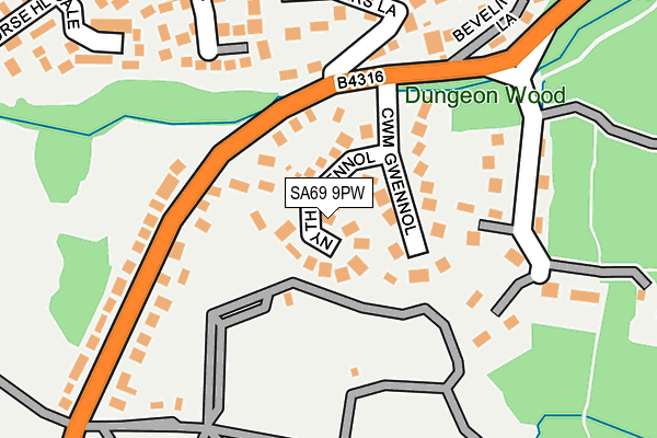 SA69 9PW map - OS OpenMap – Local (Ordnance Survey)